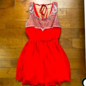 Red dress with beaded top